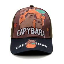 1pc Kids Cartoon Capybara Print Cute Baseball Cap, Wide Brim Sun Visor Hat For Vacation & Travel - Capybara - View 12