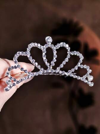 1 st krona huvudbonad, barn prinsessa kristall tiara, födelsedag liten krona hårspänne för flickor, baby håraccessoar med prestationsmönster