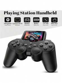 Consola de juegos retro portátil recargable: 520 juegos arcade clásicos, pantalla de 2.4 pulgadas, mando y salida AV TV incluidos - Negro - Ver 3