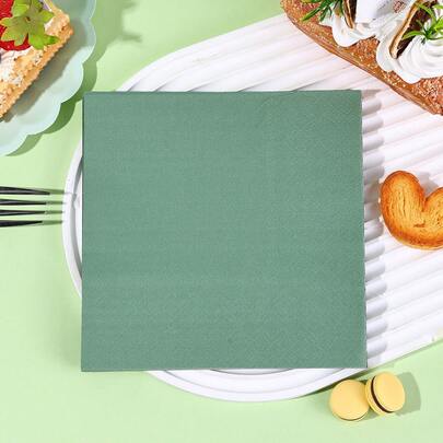 20/40/60/100张装，鼠尾草绿一次性餐巾纸，鸡尾酒餐巾纸，13*13英寸纯鼠尾草绿纸巾，适用于派对装饰，非常适合各种主题派对和日常使用，餐桌布置，活动用品，优雅餐巾纸，纯色餐巾纸，耐用纸质