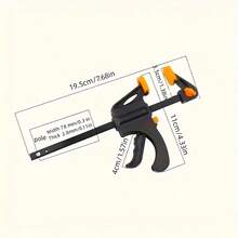 4-Inch Mini Ratchet Clamp, Single-Handed Operation, Dual Orange Trigger Handles, Metal Structure, Suitable For Crafts And Woodworking Glue