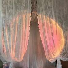 1 件优雅白色蕾丝装饰窗帘，适用于户外凉亭、婚礼派对、客厅和卧室，法式浪漫薄纱面料，可调节床上用品和蕾丝，适合全尺寸/大号床房间装饰家居装饰客厅装饰窗帘 - 白色 - 查看 2