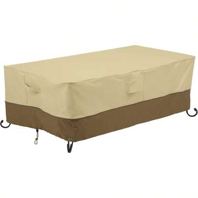 New Classic Accessories Veranda Water-Resistant 56 Inch Rectangular Fire Pit Table Cover Outdoor Table Cover