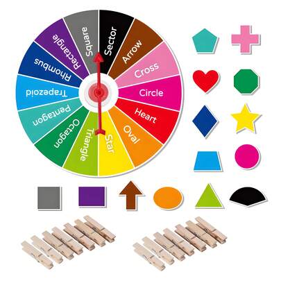 Quixorblex 13Pcs Shape Clip Spinning Turntable Set, Color & English Word Recognition Teaching Aids, Geometric Shape Learning Props, Thinking Training Puzzle Cognitive Props, Rotatable Hands-On Educational Tools For Early Education Classrooms, Family Early Learning