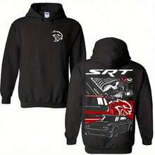 2025Srt Hellcat Challenger Hoodie, S Dodge Muscle Car Graphic, Streetwear Style For Men Women, Edgy Graphic Print Tops, Unisex Long Sleeve Pullover Shirtlong Sleeve Tops,Tops,Hoodies,Winter Clothes For Women - 黑色 - 查看 6