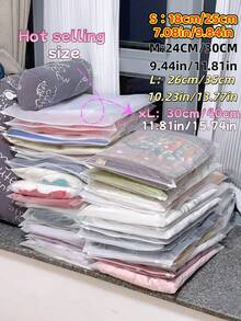 50 Stücke reißverschlossene, mattierte, transparente, staubdichte Kleidersäcke, Kleidungsorganisator-Taschen, unverzichtbar für Reiseverpackung, saisonale Garderobe-Aufbewahrung, Kleiderschrank-Schutzhüllen, faltbar - Verschiedenfarbig - Übersicht 6