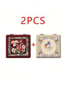 1pc Vintage European Style Wreath Design Folding Compact Vanity Mirror, Lightweight Portable Handheld Mirror, Durable PU Leather & Metal Vacuum Plating, Suitable For All Occasions And Users, Foldable Square Pocket Mirror,Giveaways,Travel,Cheap Stuff,Travel Essential - Multicolor - View 16