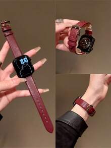 时尚简约的苹果风格纯皮表带，尺寸可自由调节 | 简洁时尚的设计，兼容 Ultra/SE/Series 11/10/9/8/7/6/5/4/3/2/1 | 适用于 38mm、40mm、41mm、42mm、44mm、45mm、46mm 和 49mm 表盘尺寸