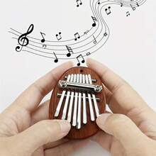 1 Set Mini Teardrop Bear Shaped 8-Note Kalimba Thumb Piano, Solid Wood 5-Finger Kalimba, Portable Plucked Instrument For Beginners, 8-Key Thumb Piano, Portable Wooden Mbira Thumb Piano For Piano Beginners, Bear Shaped, Percussion Instrument, Birthday Gift For Teens/Youth (Also Can Be Used As Necklace Or Keychain), Learning Supplies, Valentine's Day Gift - Multicolor - View 2