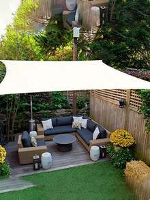 1pc Beige Garden Shade Cloth, 85% Mesh, Perforated, Made Of Breathable High-Density Polyethylene (HDPE), Provides Privacy; Can Be Used As Patio Shade/Privacy Screen - A - View 9