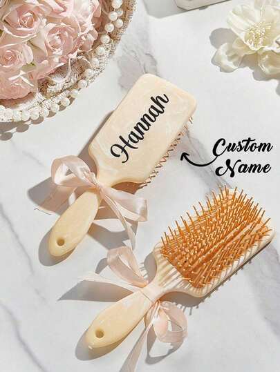 Customized Comb, Personalized Hair Comb For Valentine's Day, Customized Smooth Hair Comb, Air Cushion Comb, Massage Comb, Can Customize Name And Personalized Text, Bridesmaid Gift, Girl's Birthday Gift, Ladies Air Cushion Comb, Nude Pink, Anniversary Gift, Valentine's Day Gift, Birthday Gift, Wedding Gift
