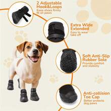 Dog Shoes Casual Hook And Loop Pet Booties Outdoor Dog Walking Shoes For Chihuahua Yorkie Bichon Frise - màu đen - Xem 3