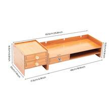 HaroldDol Monitor Stand With 3 Drawers, 2 Tiers Laptop Computer Monitor Riser For PC Screen, Desktop Wooden Screen Monitor Stand Riser With Storage Organizer For Home Office The Best Gift/Present For Family&Friends Happy Christmas - 木製的 - 查看 4