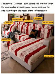 1 tấm bọc ghế sofa mùa đông co giãn bằng vải nhung, đệm sofa lông cừu mùa thu/đông mới, đệm chống trượt bọc toàn bộ, vỏ bọc cho sofa 1/2/3/4 chỗ ngồi trong phòng khách - Đỏ - Xem 8