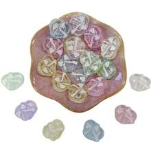 10个亚克力透明彩色丝带蝴蝶结，心形串珠DIY工艺品，可用于手机挂绳、笔、钥匙扣、珠宝配件、节日礼物