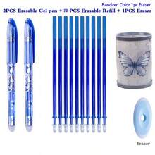 57 قلم حبر جاف قابل للمسح باللون الأزرق مع أقلام احتياطية وحامل قلم وممحاة، كتابة سلسة وسهلة المسح، مناسب لطلاب الامتحانات والواجبات المنزلية وتدوين الملاحظات؛ لوازم مدرسية ومكتبية - الأزرق - مشاهدة 2