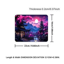 1pc High-Definition Extra Large Japanese Pagoda & Landscape Desian Gaming Mouse Pad Non-Slip Premium Base Precision Stitched Edges, Rectangular Desk Mat For Office Study, Home Decor - Multicolor - View 15