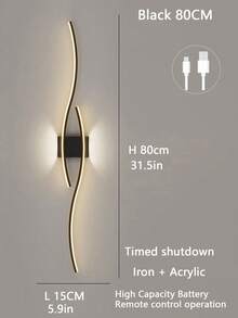Cordless Wall Sconce With Remote - Modern Wave Pattern, 3 Lighting Modes, Rechargeable, No Wiring Needed, Ideal For Dining Room/Office/Bedroom Ambient Light - Multicolor - View 14