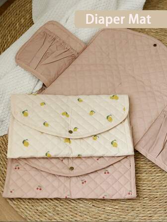 1 pieza Alfombra cambiadora portátil y plegable para bebés, suave y cómoda, ideal para baño, fácil de limpiar, accesorio de viaje esencial para bebés