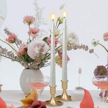 2pcs 25cm (9.84 Inches) European Pearl Tapered Candles (0.86 Inch Diameter), With Crystal Candle Holders, White/Gold Color - Smokeless, Elegant Home Decor, Suitable For Parties, Dining, Holidays, Gifts, Meditation And Ambiance Lighting. - Multicolor - View 3