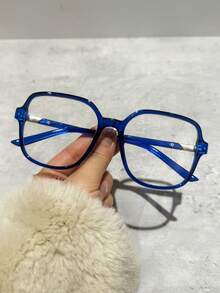 1 Pc Vintage Chic College Style Large Frame Glasses, Suitable For Everyday Use, Transparent Glasses Accessory For Computer, Reading, Gaming, TV, And Mobile Phone - 2pcs(黑+豹紋) - 查看 6