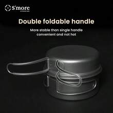 Titanio 2 en 1 Olla y Sarten con Mango Plegable Utensilios de Cocina Ultraligeros Ecologicos para Camping Picnic y Senderismo - Cepillar - Ver 4