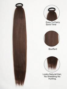 1pc 26 Inch Synthetic Ponytail Extensions Natural Braided Pony Tail Hairpiece Long Straight Rubber Band Hair For Women - Multicolor - View 5