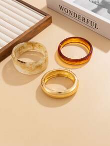 1 pièce Bracelet large en résine à motif géométrique arc bohème, teinture à la cuve. Bracelet en résine polyvalent, charmant, idéal pour les fêtes, les mariages et les occasions décontractées. Légers défauts et variations de couleur dans la résine sont normaux.