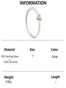 1枚S925纯银戒指，简约单钻三角形立方氧化锆，夏季，周年纪念礼物，女士珠宝配饰，适合送给母亲、女友、朋友、情侣，日常佩戴，优雅礼物 - 白色 - 查看 8