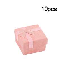 1/5/10pcs Pink Cardboard Jewelry Box, Jewelry Gift Box, Ring Necklace Bracelet Earring Storage Box, Birthday Holiday Gift Packaging Box, Suitable For Back To School Season For Girls, Room Decor - Pink - View 9