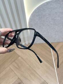 1 Stück Plastik geometrischer Vollrahmen personalisierte klassische ästhetische Freundin Stil Frauen klare Brille für Alltag, Lesen, Büro, TV schauen, Spielen Zubehör - Transparent - Übersicht 3