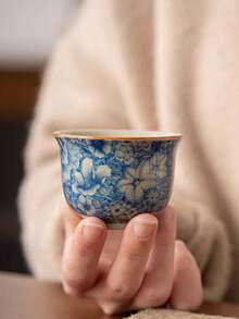 1/2/4/6件套复古蓝白瓷茶杯，小容量陶瓷杯，水杯，家用客用茶杯，红茶杯，品茶杯，浓缩咖啡杯，礼品杯 - 彩色 - 查看 7