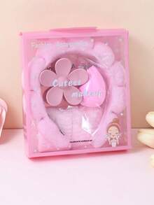 Women's Sponge SPA Headband & Wristband Set, Large Flower Hair Clip Gift Box Set, Hair Care Accessories & Hair Decor Set, Exquisite Gift Box Packaging, Suitable For Party Gifts And Daily Use. Grooming Set. Includes Wristband, Sponge, Cloud Headband, High Crown Headband. - Multicolor - View 8