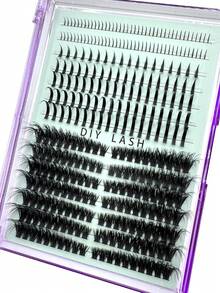 Perfect Combination Packaging Of 310/282 Bottom +Spiky Lashes+50D/80D/100D Basic Single  Clusters Eyelashes, One Box Solves The Perfect Manga Eye Makeup,D Curl Large Capacity False Eyelashes Divided Into Height, Left+Right For Paired Single Cluste Match Mixture Of Spike Lashes And Bottom Lashes, Fluffy. Thick. Soft. Lightweight False Eyelash Set, Comfortable To Wear. Enlarging Your Eyes, Lifting Eye Tails, DIY Eyelash Extension, Eyelash Extension. Daily Life&Weddings&Dates&Parties&Music Festivals&Halloween Use Lashes Individual Clusters Eyelash - Black - View 7