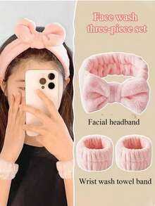 21pcs Facial Care Set Includes Waterproof Toiletry Bag + 8 Makeup Sponges (8 Teardrop/Round/Cone) | Waterproof Wrist Bands 1 Pair + Bow Headband | Tiered Storage Design | Hair Wrap & Facial Cleansing Tool Set