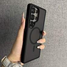 Magsafe磁吸无线充电保护壳，兼容Galaxy A07 A17 S25 FE S24 S23 S22 S21 Ultra Plus A16 A56 A36 A55 A35，磨砂防震透明硬质后盖 - 黑色 - 查看 2