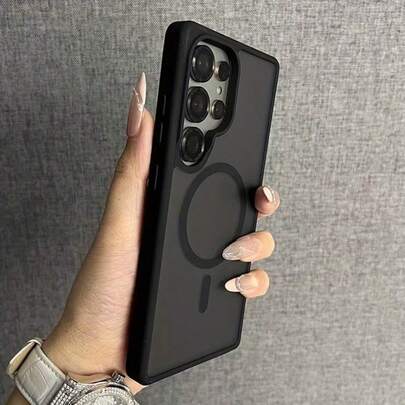 Funda protectora magnética y inalámbrica para carga para Galaxy A07 A17 S25 FE S24 S23 S22 S21 Ultra Plus A16 A56 A36 A55 A35, con acabado mate, resistente a golpes y tapa trasera transparente