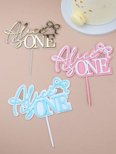 Personalizat dublu strat acrilic tort farmec nume tort 3D placă decor tort topper La mulți ani farmec tort duș botez decor