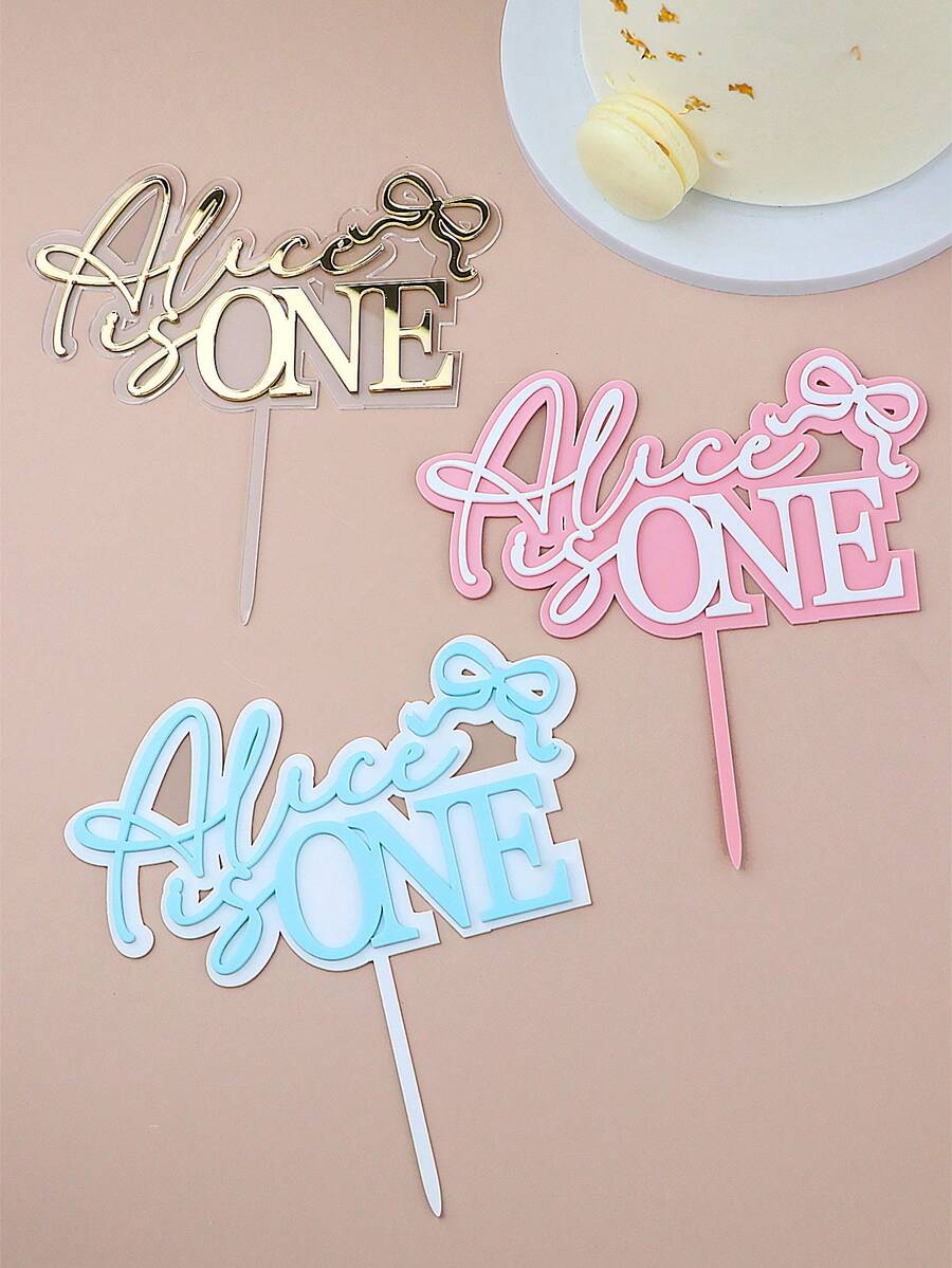 Topper Kue Akrilik Dua Lapis Personalisasi dengan Nama Kustom, Dekorasi Papan Kue 3D, Hiasan Gantung Happy Birthday, Cocok untuk Kue, Baptisan dan Acara Lainnya, Ulang Tahun Pernikahan, Efek Mengambang - MultiWarna - View 1