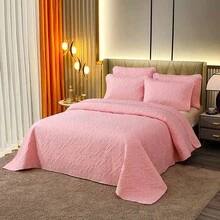 Modern Style, Polyester Jacquard Bedspread 3 Pieces Set, [2 Pillowcases, No Pillow Inserts], Stain-Resistant, Suitable For Living Room, Bedroom, Hotel - Pink - View 3