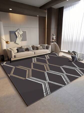 A Dark Gray Diamond Patterned Living Room Decorative Carpet,Polyester Fiber Thickness Of 5mm, Soft And Comfortable Touch, Easy To Maintain , Anti Slip Backing, Area Rug, Suitable For Lobby, Rugs For Bed Room, Rugs Living Room, Bedroom Rug, Bathroom Rug, Kitchen Mat, Dining Room, Office, Room Decoration And Door Mat, Holiday Celebration.