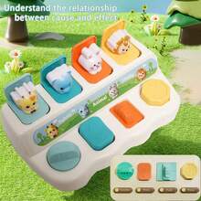 婴儿捉猫益智盒陷阱玩具，互动玩具，按按钮可弹出相应动物