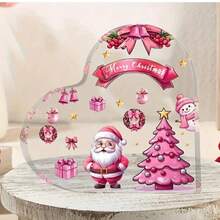 1pc Acrylic Heart-Shaped Ornament, Valentines Day, Mother's Day, Christmas, Gift For Commemoration, Christmas Gift, Acrylic Heart Decoration For Men And Women, Desk Decoration, Holiday Home Decor - Multicolor - View 8