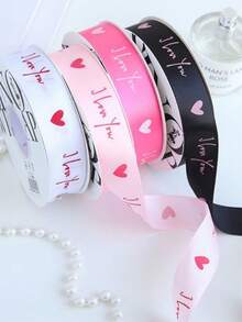 2.5cm Wide Fashionable "I LOVE YOU" Ribbon, Floral Bouquet Packaging Ribbon, DIY Gift Wrapping Ribbon - Multicolor - View 6