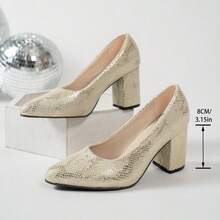 Women's Fashion High Heel Sandals, Solid Color - Champagne Gold - View 7