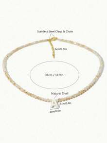 A-Z 英文字母玻璃珠项链 - 独特的巴洛克风格，镶嵌贝壳，无电镀，波西米亚风，适合情人节、日常佩戴、送礼和度假。 - 彩色 - 查看 6