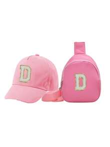 2PCS/SET Bbay Girls Baseball Hat With Mini Bag Girls Camping Hat Anti-UV Strap Kids Sport Hat Headwear 1-3Y - Pink - View 9