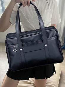 时尚百搭简约大容量多功能单肩包 - 黑色 - 查看 9