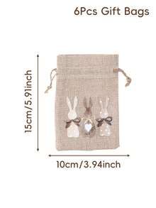 6 túi quà Phục Sinh - Chất liệu vải lanh, Túi đựng đồ hình thỏ Phục Sinh dễ thương, Đồ dùng tiệc Phục Sinh, Túi đựng đồ ăn nhẹ, Túi đựng tráng miệng, Túi đựng kẹo, Túi đóng gói quà Phục Sinh, Chúc mừng Phục Sinh, Trang trí mùa xuân, Túi quà tặng tiệc ngoài trời, Túi đựng đồ nhỏ, Trang trí nhà cửa Phục Sinh, Trang trí phòng Phục Sinh, Quà tặng Phục Sinh, Quà tặng tiệc Phục Sinh - Kiểu thỏ D - Xem 7