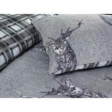 Luxury Stag Silver Printed Duvet Set - 200 Thread Count Grey Bow Bedding With Pillowcases UK Sizes - Double - 200 X 200 cm - View 4